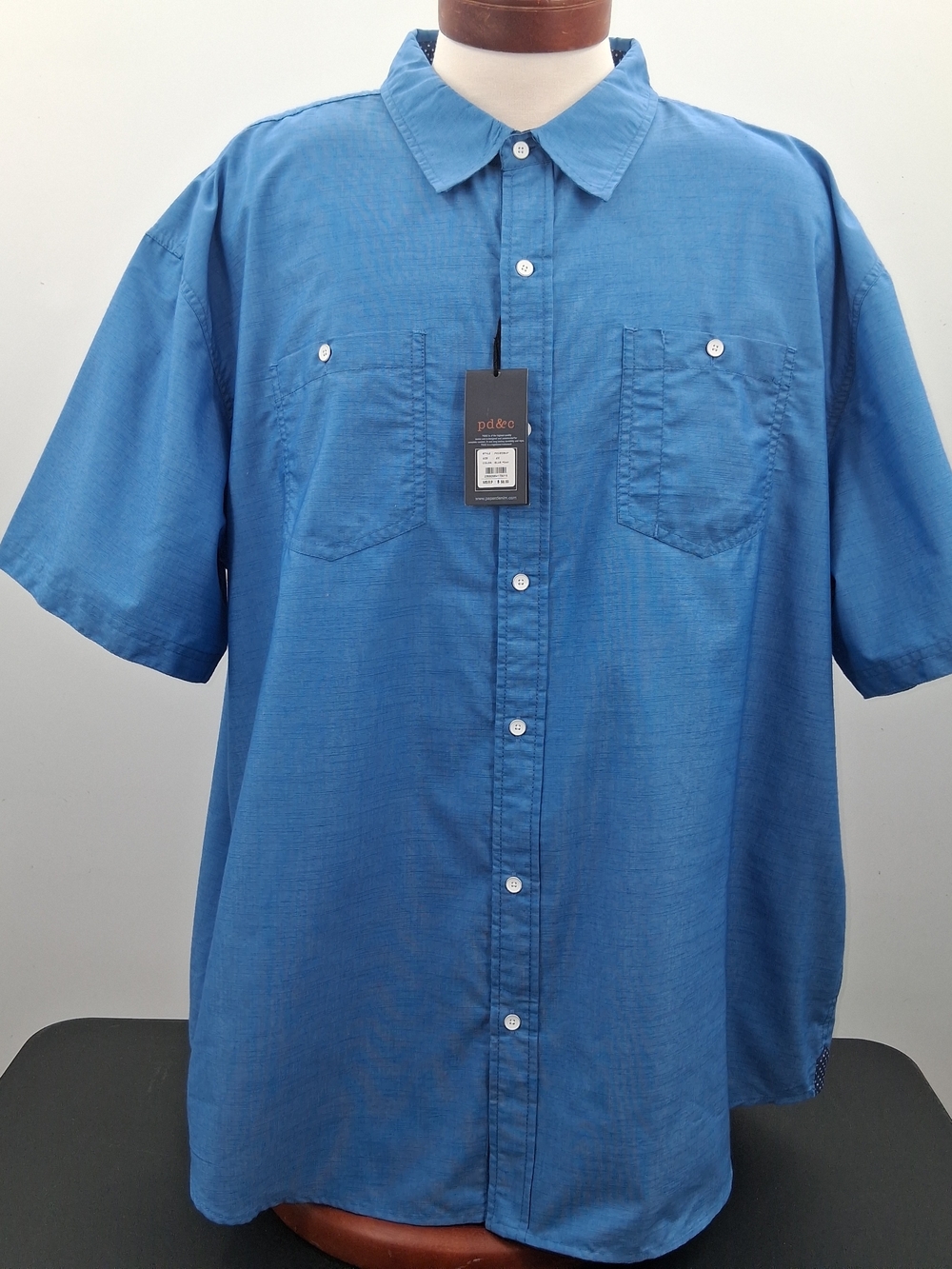 PD&C Men's Royal Blue Short-Sleeve Button-Down Shirt